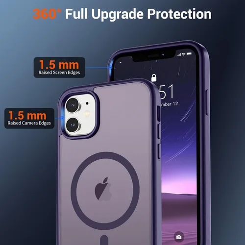 Vista 743 de SUPFINE - Funda magnética para iPhone 13 Pro Max (compatible con MagSafe), (protección contra caídas de grado militar de 10 pies), delgada, Negro