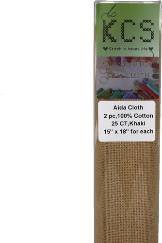 Vista 37 de KCS 2 piezas de tela de costura de algodón Aida de punto de cruz de 15 x 18 pulgadas (blanco antiguo, 14 unidades)