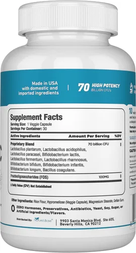 Vista 9 de Nature's Base Probióticos 70 mil millones de UFC – 10 cepas incluyendo Lactobacillus Plantarum y Lactobacillus Acidophilus Probiotic – Prebióticos