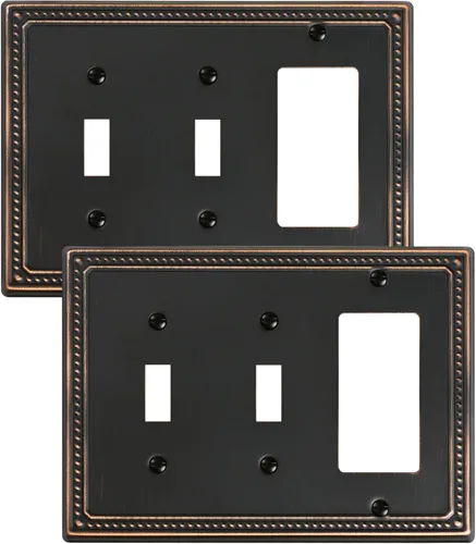 Vista 38 de Paquete de 2 cubiertas de placa de interruptor de luz de doble palanca, cubiertas decorativas de placa de doble interruptor Pearls, placa de pared