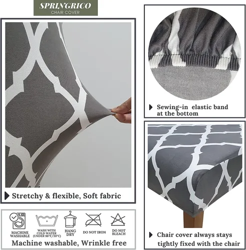 Vista 189 de SPRINGRICO Juego de 4 fundas para sillas de comedor, fundas elásticas para sillas de comedor, de elastano lavables, fundas para sillas Parsons