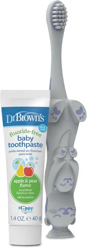 Vista 19 de Dr. Brown's Cepillo de dientes para niños pequeños, dinosaurio, verde, paquete de 1