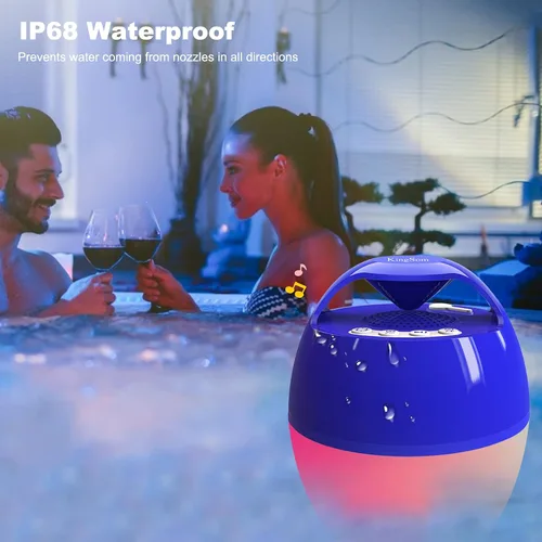 Vista 5 de Portable Bluetooth Pool Speakers,Hot Tub Speaker with Colorful Lights,IP68 Waterproof Floating Speaker,360° Surround Stereo Sound,85ft Bluetooth