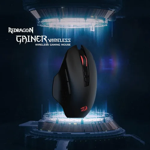 Vista 2 de Redragon M656 Gainer - Mouse inalámbrico para juegos, 4000 DPI 2.4Ghz mouse inalámbrico con 5 niveles de DPI, 7 botones macro, retroiluminación LED