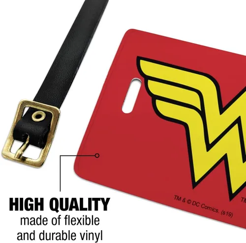 Vista 2 de Wonder Woman - Juego de 2 tarjetas de identificación con logotipo clásico para equipaje de mano