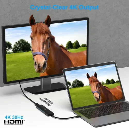 Vista 3 de BENFEI HUB USB C 7 en 1, Adaptador HUB Multipuerto USB-C con HDMI (Certificado 4K @ 60Hz)/Entrega de energía de 100W/3*USB 3.0 5Gbps/Lector