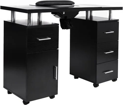Vista 2 de DERMALOGIC Mesa de manicura Glass Glow Black II Salon Nail Table Salon Muebles y equipos, versión ligera