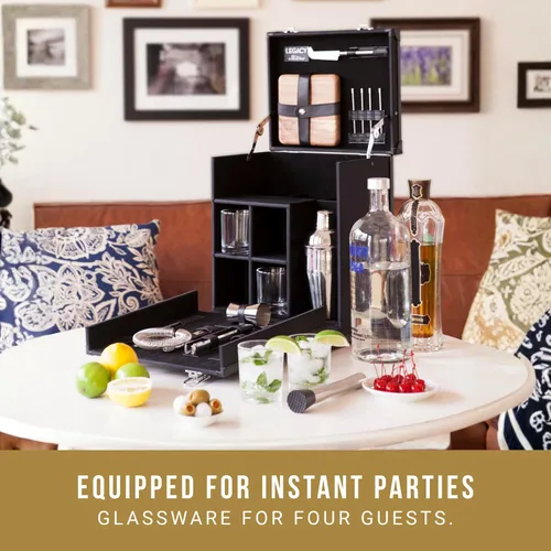 Vista 3 de Picnic TIME Hamilton Bartender Kit, Portable Bar Case with Cocktail Shaker Set, Professional Mixology Bartender Kit Stand, Cocktail Shaker Set with