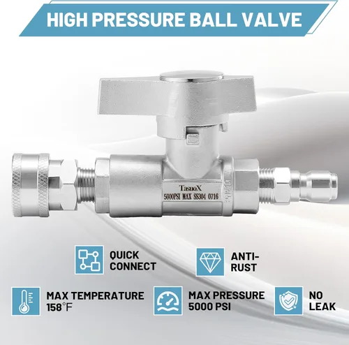 Vista 6 de Pressure Washer Tips, 25 Degree Green Power Washer Nozzle Tips 7 Pack, 1/4 Inch Quick Connector, 4000 PSI, Ball Valve Pressure Washer, 3/8" Quick