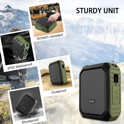 Vista 6 de Amplificador de voz inalámbrico, micrófono Bluetooth para profesor, 18 W, impermeable, portátil, amplificador de voz recargable, micrófono personal