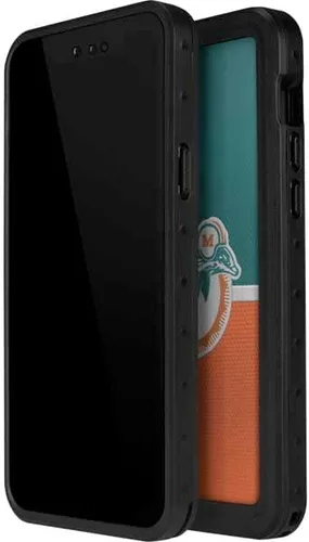 Vista 2 de Skinit Funda impermeable compatible con iPhone 14 Pro Max, diseño vintage de Miami Dolphins con licencia oficial de la NFL
