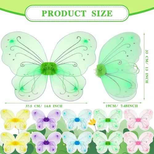 Vista 2 de Chivao 10 piezas de alas de hada, alas de mariposa, disfraz de cumpleaños, Navidad, Holloween decoración de fiesta