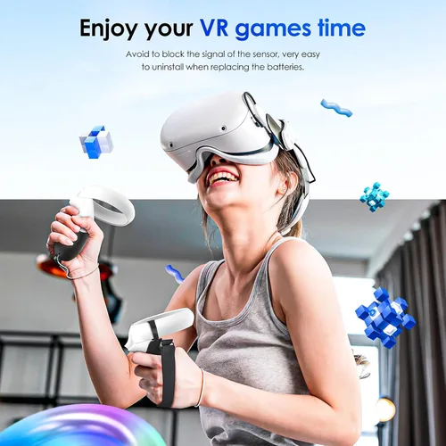 Vista 5 de YRXVW Controller Grips Cover for Oculus Quest 2, Silicone Hand Grips Unibody Design with Adjustable Knuckle Strap Accessories Compatible with Quest