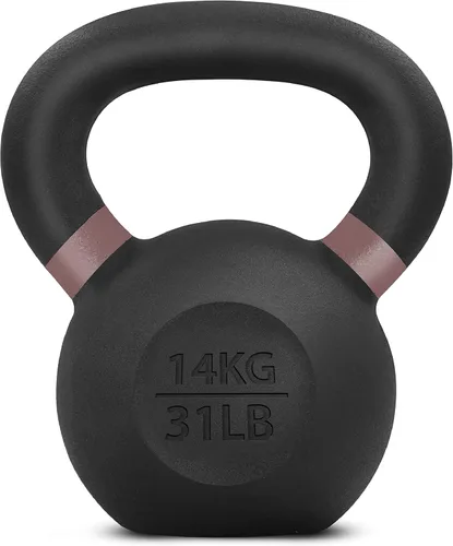 Vista 23 de Yes4All Powder Coated Kettlebell, Cast Iron Core Kettlebells with Non-Slip Handle & Flat Bottom for Conditioning, Heavy Duty for Strength Training