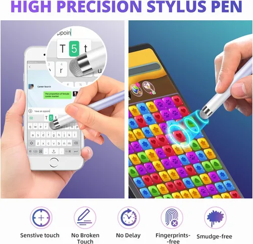 Vista 4 de Lápiz capacitivo extralargo para pantallas táctiles [5 puntas de malla de fibra] compatibles con iPad, iPhone, Android, tablet, laptop, Chromebook