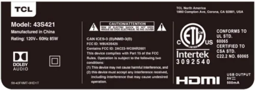 Vista 2 de TCL 43S425 43 pulgadas 4K Ultra HD Smart ROKU LED TV (2018)