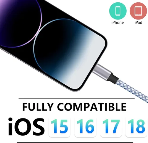 Vista 3 de iPhone Charger 3pack 6ft MFi Certified Best New Nylon Braided Lightning Cable Cell Phone Fast Charger Cord Compatible with iPhone14/13/12/11Pro