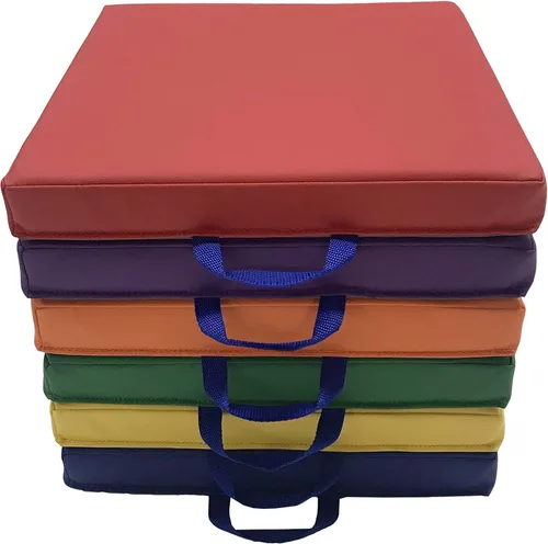 SoftScape - Cojines de piso cuadrados de 15 pulgadas con asas; asientos flexibles para la educación a distancia en el hogar, guardería, preescolar,