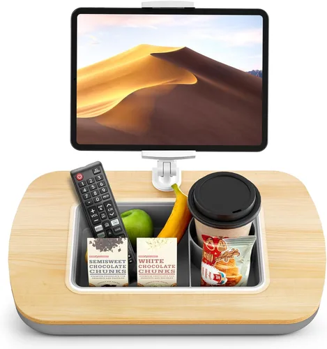 Vista 8 de ERGONOV Almohada con soporte para tablet con cuenco para aperitivos, soporte para iPad para lectura con manos libres y relajación en la cama, sofá