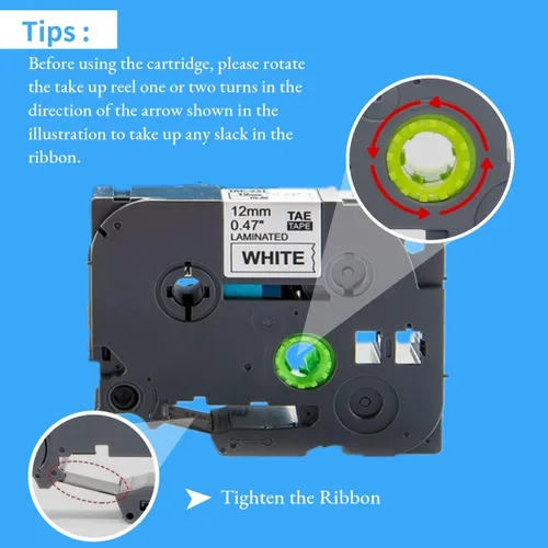 Vista 4 de Cinta de etiquetas de repuesto compatible para Brother P Touch TZe 0.472 in 0.47 pulgadas