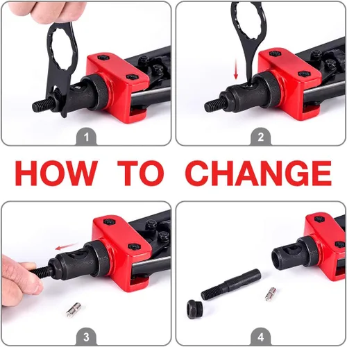 Vista 5 de AOBEN Herramienta de tuerca de remache de 14 pulgadas, kit profesional de ajuste de tuercas remachadoras manuales, ahorro de mano y diseño compacto