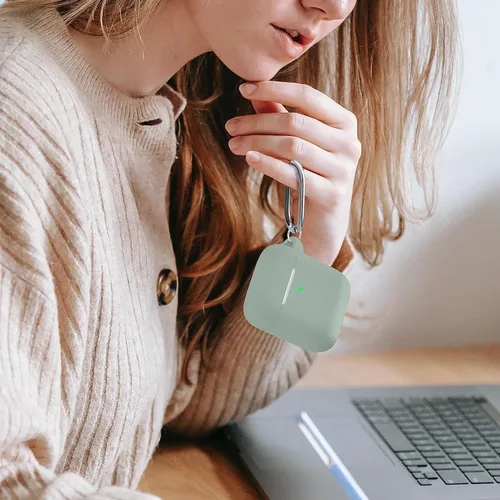 Vista 40 de Funda Protectora para AirPods 1/2, viene con kit de limpieza, funda protectora de silicona suave con hebilla, compatible con estuche de carga