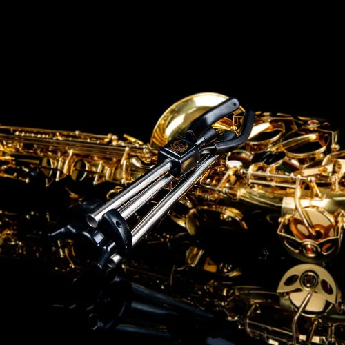 Vista 5 de RHYTHM Soporte plegable para saxofón alto de acero inoxidable, soporte para saxofón portátil, soporte ajustable