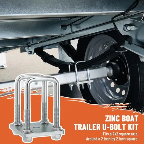 Vista 2 de Kit de pernos en U para remolque de barco, resortes, pernos en U de 2 pulgadas de ancho, para eje de 2 x 2 - 4 34 pulgadas de largo