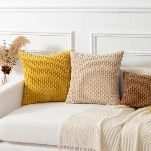 Vista 449 de Kevin Textile - Juego de 2 fundas de almohada decorativas de pana suave, estilo bohemio, a rayas, decoración del hogar para sofá, cama, sofá y sala