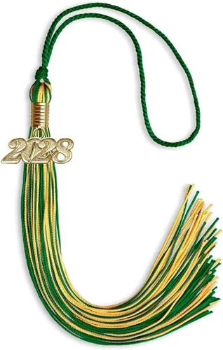 Vista 198 de Endea Graduation - Borla de doble color mixto con fecha dorada (negro/dorado antiguo, 2021)