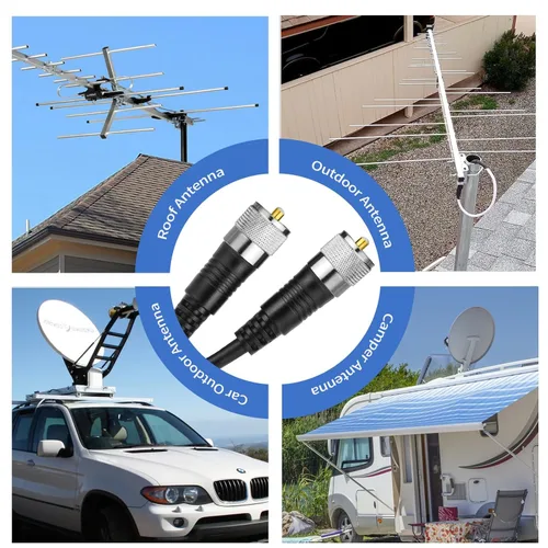 Vista 7 de Cable coaxial RG8x, cable coaxial PL259 CB, cables de antena CB macho a macho de baja pérdida (1 pies)