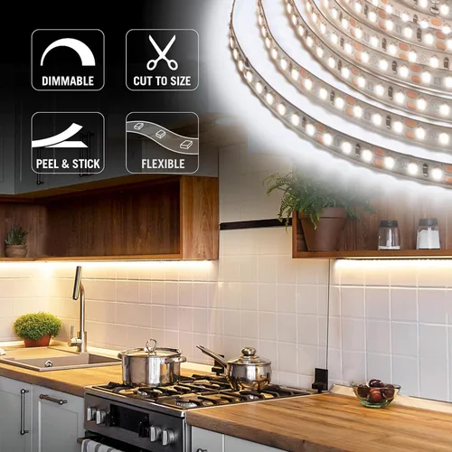 Vista 3 de Armacost Lighting RibbonFlex Pro 133230 - Tira de luces LED blancas de 12 V, 120 LED/m, 2700K, 16.4 pies