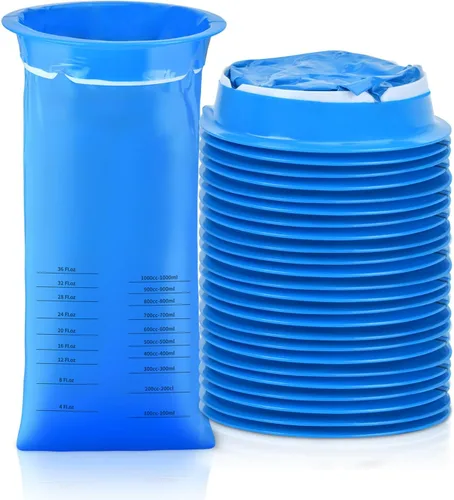 Paquete de 24 bolsas de vómito desechables, bolsas de emesis de 3.03 onzas líquidas, resistentes a fugas, grado médico, portátiles, bolsas de púa,
