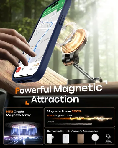 Vista 726 de TOCOL Funda para iPhone 11, compatible con Magsafe, protección completa de cámara, imanes integrados, protección contra caídas, funda translúcida