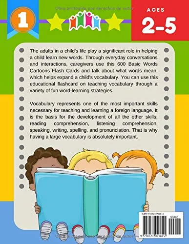 Vista 2 de 600 Tarjetas para Trabajar el Vocabulario Juegos Educativos de Preguntas Montessori para Niños Español Tamil Easy learning basic words cartoon