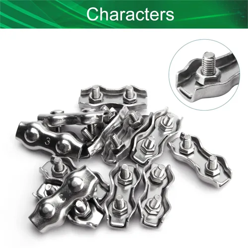 Vista 3 de Yinpecly 12 abrazaderas de cable M3, clips de cuerda de alambre dúplex de 2 postes de acero inoxidable, abrazadera de cable de doble perno