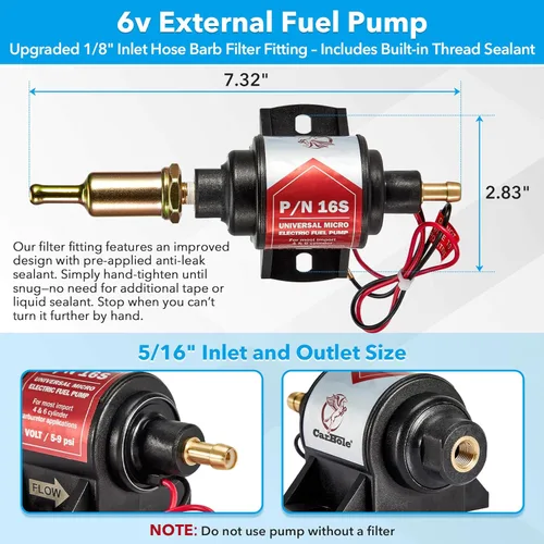 Vista 3 de CarBole 6 Volt Electric Fuel Pump 5-9 PSI, 25-30 GPH for Gasoline Engines