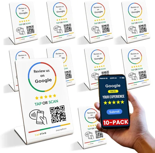 Vista 11 de Soporte de Reseñas de Google (Paquete de 3) - Toca para Reseñas Instantáneas - Toque Inteligente Reutilizable NFC y QR - Compatible con Todos