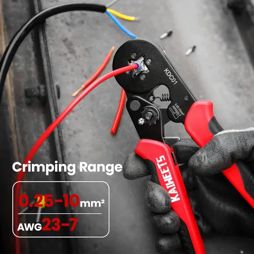 Vista 2 de KAIWEETS Kit de herramientas de prensado de virola, juego de alicates de crimpado de virola de alambre autoajustable AWG 23-7 con 1200 piezas