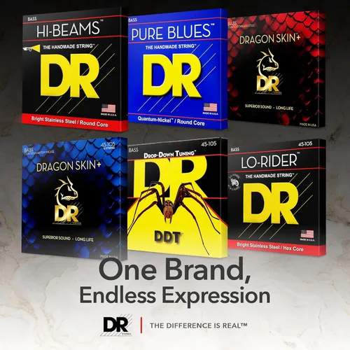 Vista 8 de Dr Strings - Black Beauties - Cuerdas para bajo – Extra-durables, con revestimiento negro.