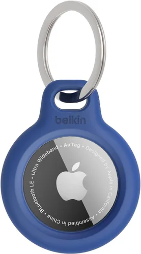 Vista 5 de Belkin Apple AirTag - Soporte seguro con mosquetón – Funda duradera resistente a los arañazos con cara abierta y bordes elevados – Llavero protector