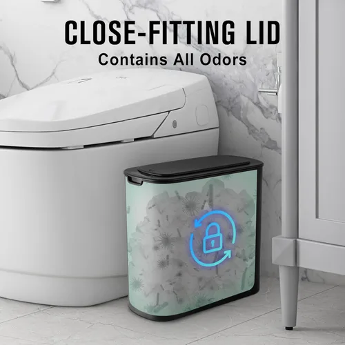 Vista 4 de Cesun Cubo de basura negro con sensor de movimiento automático para baño con tapa, cubo de basura sin contacto de 2.6 galones, cubo de basura