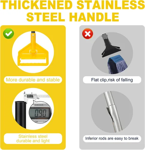 Vista 5 de KeFanta Paquete de 2 trapeadores industriales comerciales resistentes, mango largo de 60 pulgadas con cuerda de extremo de bucle, cabezal