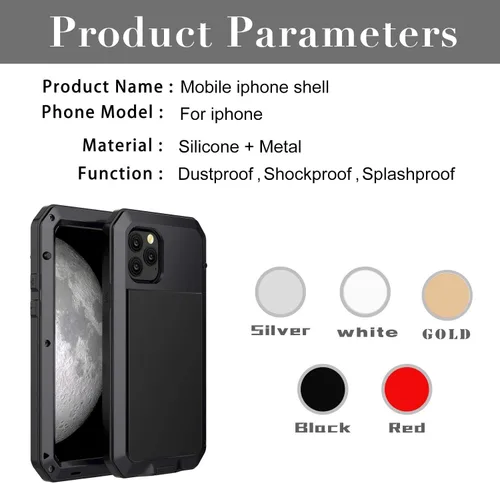 Vista 9 de Marrkey Funda protectora de cuerpo completo para iPhone 11 Por, resistente a los golpes, funda de metal de aleación de aluminio con protector