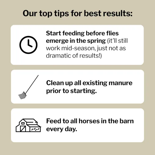 Vista 6 de Formula 707 MultiFly - Pellets de control de mosca para caballos - Reducción de población de moscas sabrosas y seguras