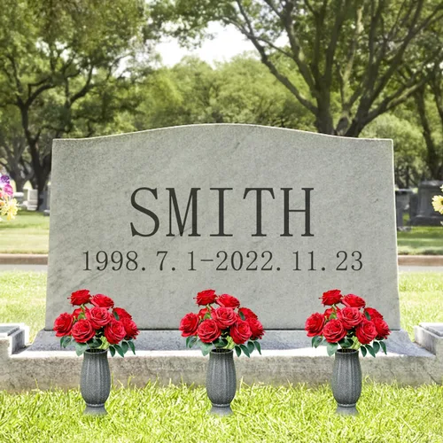 Vista 6 de bocola Jarrón de Cementerio con Punta de Metal -Soporte de Flores para Lápidas con Orificio de Drenaje para Flores Artificiales- Decoraciones