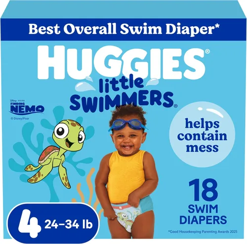 Vista 7 de Huggies Little Swimmers - Pañales de natación desechables, XS (7-18 libras), 12