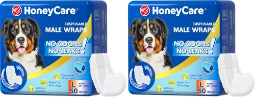Vista 12 de HONEY CARE All-Absorb A27 - Envoltura para perro macho, 50 unidades, extra pequeña