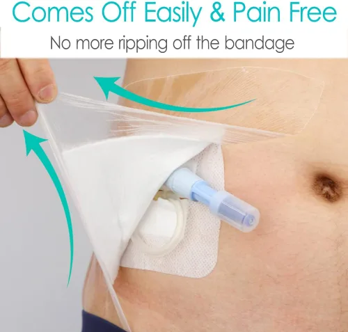 Vista 3 de Protectores de ducha impermeables, almohadilla central antiadherente para puerto de diálisis, línea Picc, catéter de pecho, diálisis peritoneal PD