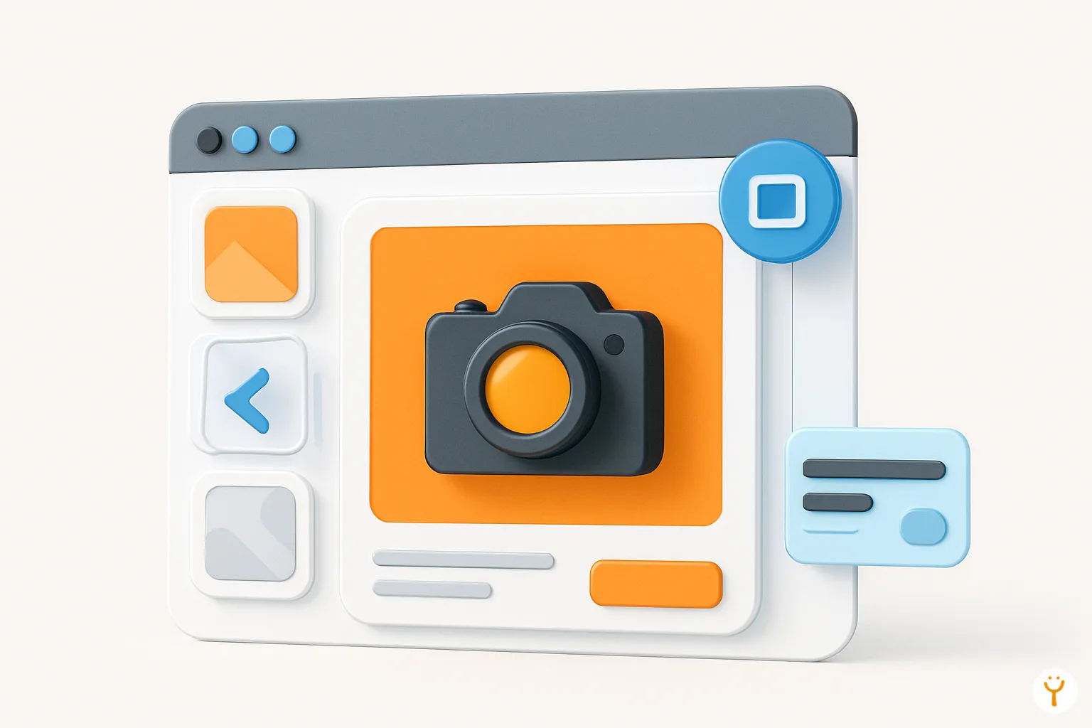 Ilustración de un visor de imágenes a pantalla completa con galería de producto